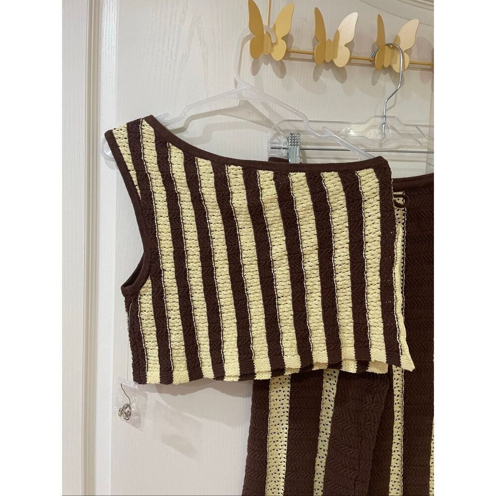 Free People Joan Fauxchet Set Striped Crochet Top and Pants Small - Picture 7 of 10